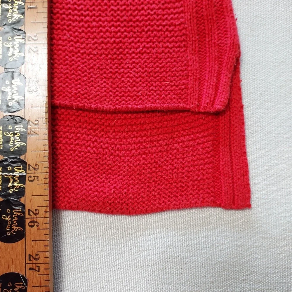Old Navy Womens Red Garter Stitch Sweater 3/4‎ Sleeve Coastal Preppy Casual